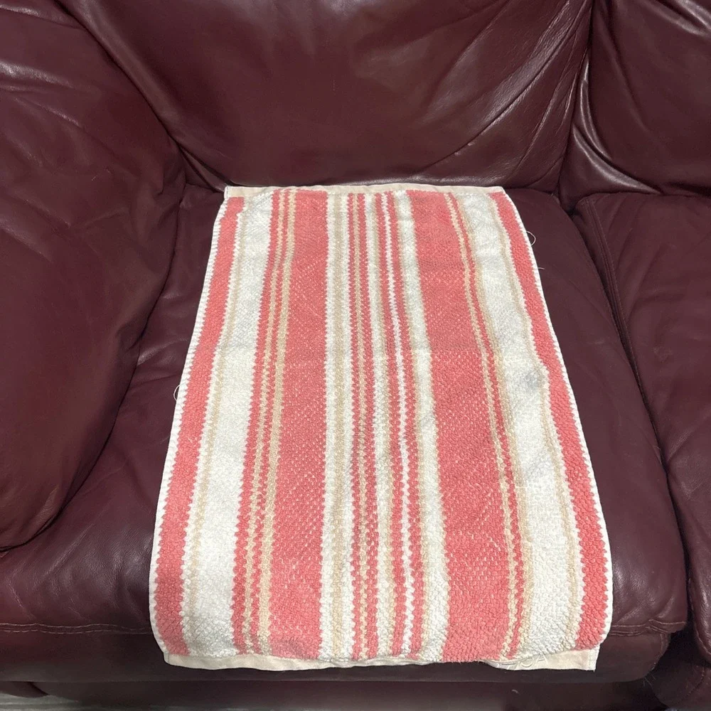 NAUTICA LAKEVIEW CORAL & TAN WHITE STRIPE 4 Piece HAND Cloth &‎ Bath Beach Towel